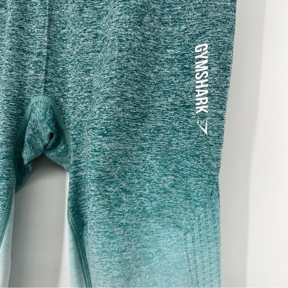 Gymshark Ombré Teal White Stretch Ankle Seamless Pull-on Athletic Leggings - Picture 3 of 14
